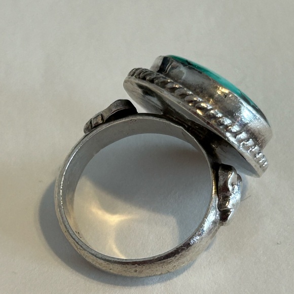Sterling Silver 925 Turquoise ring Native American vintage Turquoise ring Size 6 - Picture 6 of 8